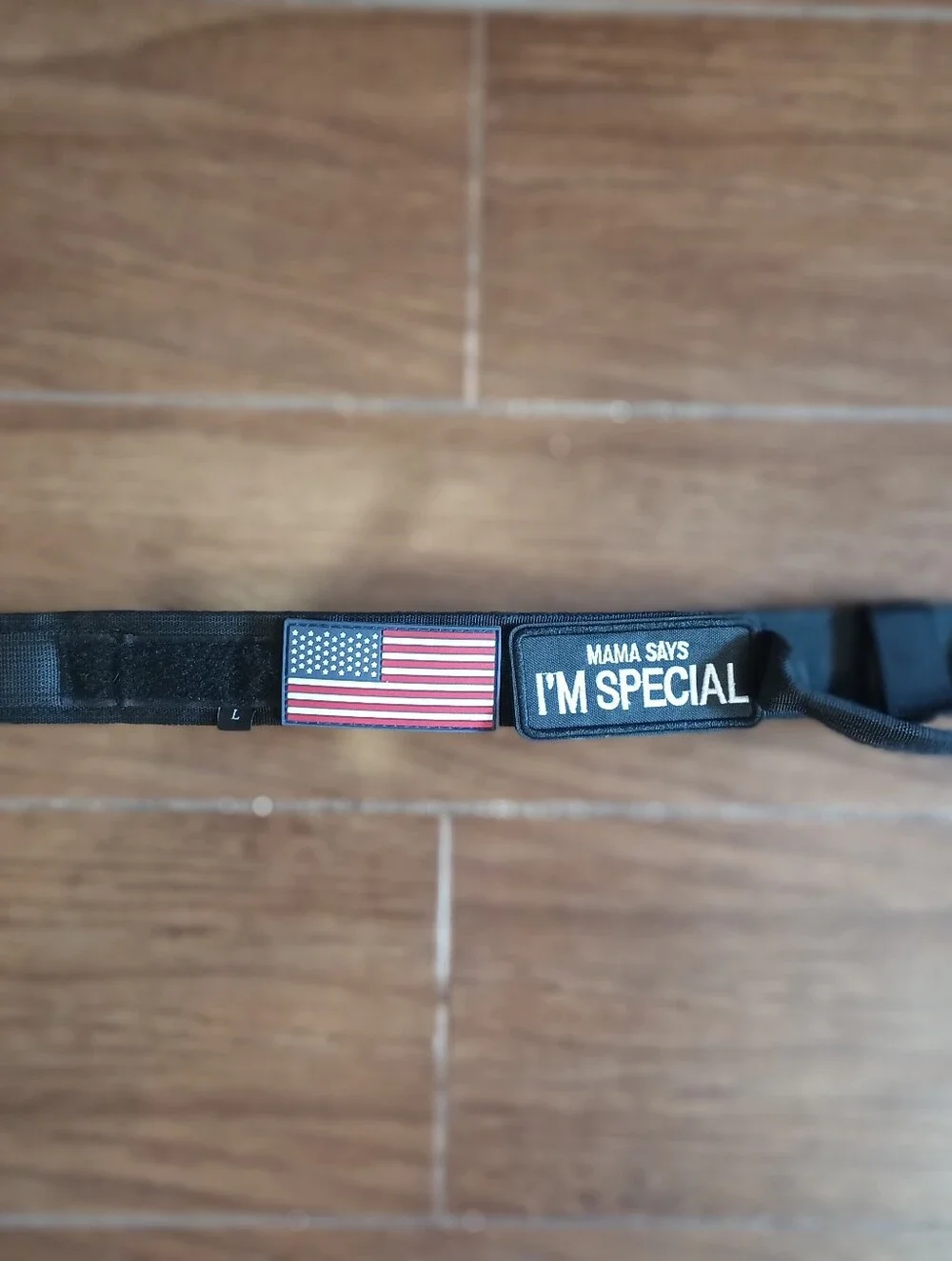 Tactical Dog Collar With Grip Handle And Hook & Loop Patches. Size L